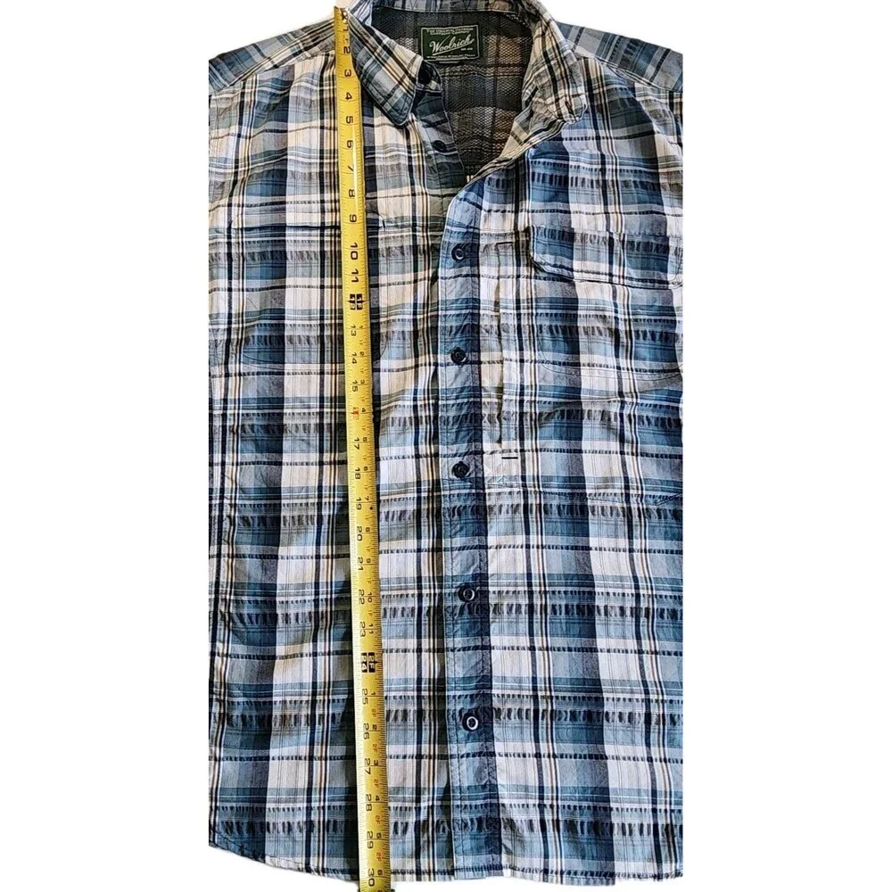 Woolrich Vintage Shirt L Gray Blue Organic Cotton Western Style - Picture 4 of 7